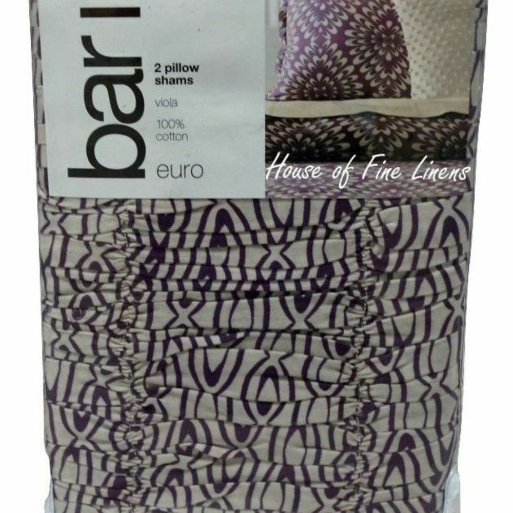 Bar III Viola Euro Sham Pair Cotton Purple/White